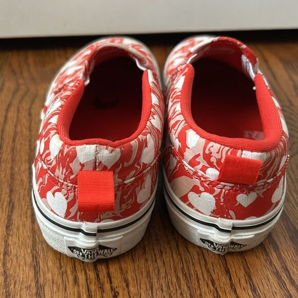VANS Asher Marble Hearts Red Slip On Sneaker Sz 5 - Picture 4 of 5